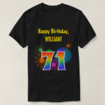 [ Thumbnail: Fun Fireworks + Rainbow Pattern "71" Birthday # T-Shirt ]