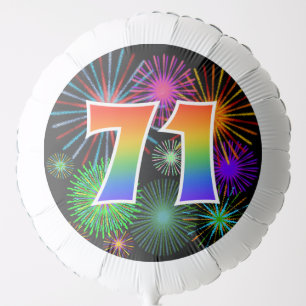 Fun Fireworks + Rainbow Pattern "71" Event # Balloon