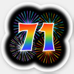 [ Thumbnail: Fun Fireworks + Rainbow Pattern "71" Event # Sticker ]