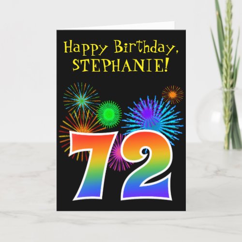 Fun Fireworks  Rainbow Pattern 72 Birthday  Card