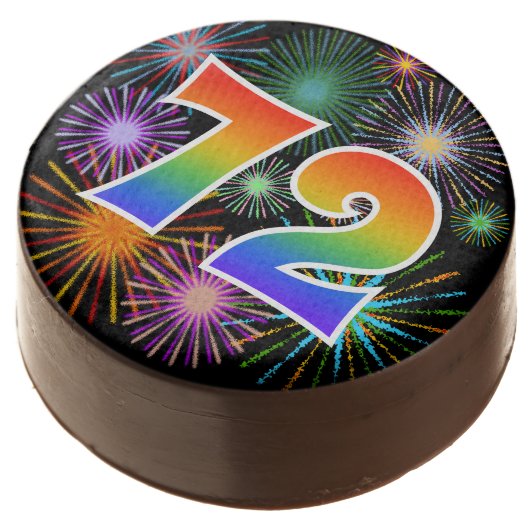 Fun Fireworks, Rainbow Pattern "72" Event # Chocolate Covered Oreo (Angled)
