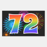 [ Thumbnail: Fun Fireworks + Rainbow Pattern "72" Event Number Sticker ]