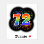 [ Thumbnail: Fun Fireworks + Rainbow Pattern "72" Event # Sticker ]