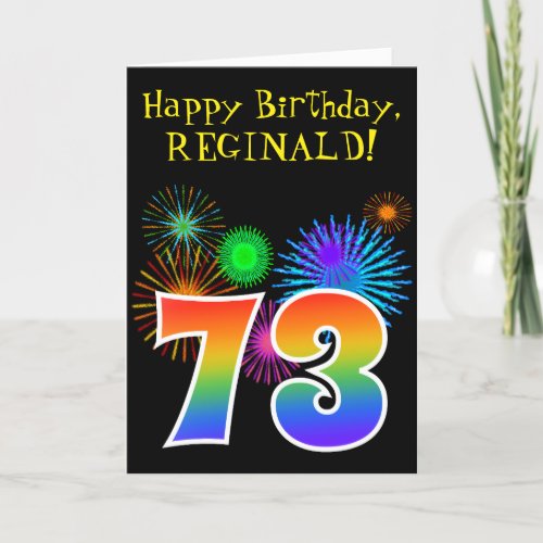 Fun Fireworks  Rainbow Pattern 73 Birthday  Card