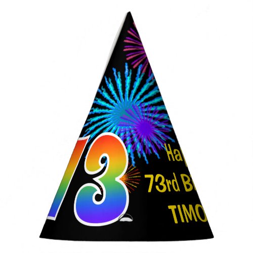 Fun Fireworks  Rainbow Pattern 73 Birthday  Party Hat