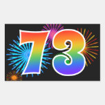 [ Thumbnail: Fun Fireworks + Rainbow Pattern "73" Event Number Sticker ]