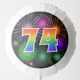 Fun Fireworks + Rainbow Pattern "74" Event # Balloon