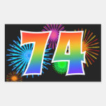 [ Thumbnail: Fun Fireworks + Rainbow Pattern "74" Event Number Sticker ]