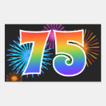 [ Thumbnail: Fun Fireworks + Rainbow Pattern "75" Event Number Sticker ]
