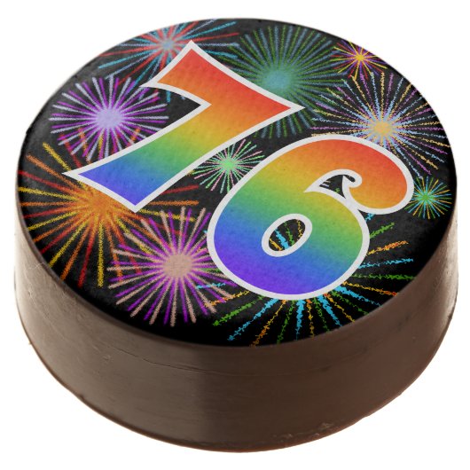 Fun Fireworks, Rainbow Pattern "76" Event # Chocolate Covered Oreo (Angled)