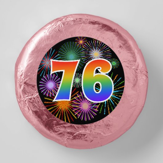Fun Fireworks, Rainbow Pattern "76" Event # Dipped Oreo Cookie Favors (Front)