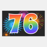 [ Thumbnail: Fun Fireworks + Rainbow Pattern "76" Event Number Sticker ]