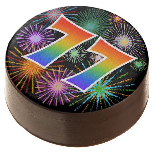 Fun Fireworks, Rainbow Pattern "77" Event # Chocolate Covered Oreo (Angled)