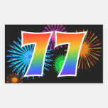 [ Thumbnail: Fun Fireworks + Rainbow Pattern "77" Event Number Sticker ]