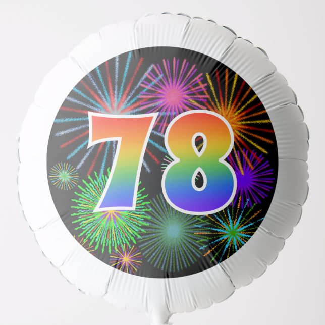 Fun Fireworks + Rainbow Pattern "78" Event # Balloon (Front)