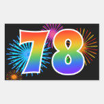 [ Thumbnail: Fun Fireworks + Rainbow Pattern "78" Event Number Sticker ]