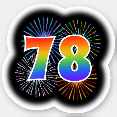 Fun Fireworks  Rainbow Pattern 78 Event  Sticker