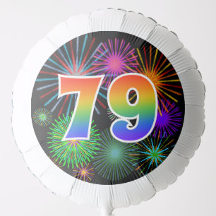 Fun Fireworks + Rainbow Pattern "79" Event # Balloon
