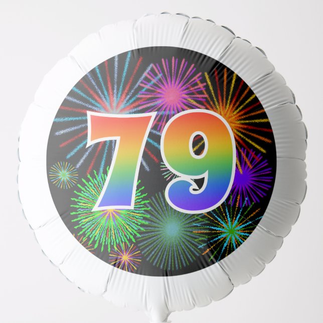 Fun Fireworks + Rainbow Pattern "79" Event # Balloon (Front)