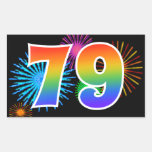 [ Thumbnail: Fun Fireworks + Rainbow Pattern "79" Event Number Sticker ]