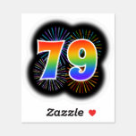 [ Thumbnail: Fun Fireworks + Rainbow Pattern "79" Event # Sticker ]