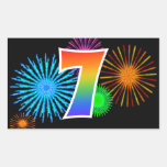 [ Thumbnail: Fun Fireworks + Rainbow Pattern "7" Event Number Sticker ]