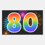 [ Thumbnail: Fun Fireworks + Rainbow Pattern "80" Event Number Sticker ]