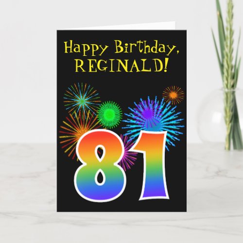 Fun Fireworks  Rainbow Pattern 81 Birthday  Card