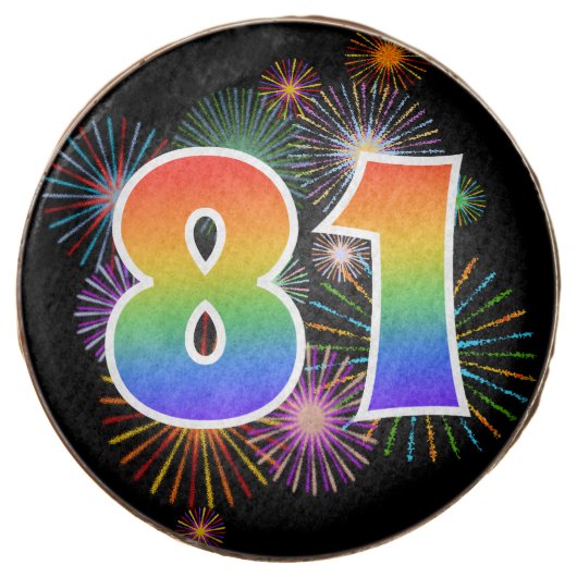 Fun Fireworks, Rainbow Pattern "81" Event # Chocolate Covered Oreo (Front)