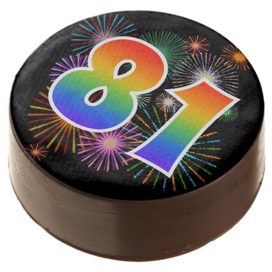 Fun Fireworks, Rainbow Pattern "81" Event # Chocolate Covered Oreo (Angled)