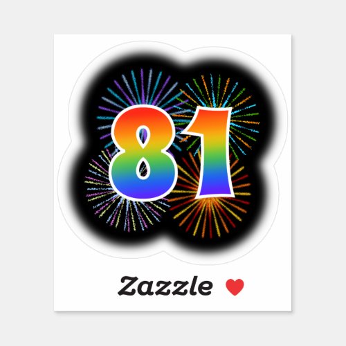 Fun Fireworks  Rainbow Pattern 81 Event  Sticker