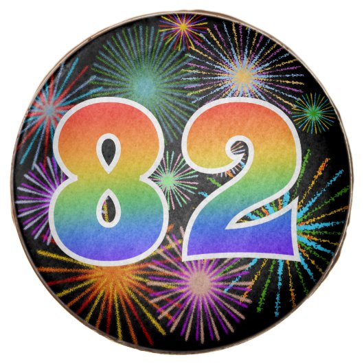 Fun Fireworks, Rainbow Pattern "82" Event # Chocolate Covered Oreo (Front)