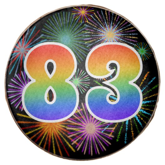 Fun Fireworks, Rainbow Pattern "83" Event # Chocolate Covered Oreo (Front)