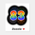 [ Thumbnail: Fun Fireworks + Rainbow Pattern "83" Event # Sticker ]