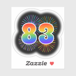 Fun Fireworks + Rainbow Pattern "83" Event # Sticker