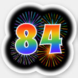 [ Thumbnail: Fun Fireworks + Rainbow Pattern "84" Event # Sticker ]