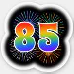 [ Thumbnail: Fun Fireworks + Rainbow Pattern "85" Event # Sticker ]