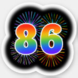 [ Thumbnail: Fun Fireworks + Rainbow Pattern "86" Event # Sticker ]