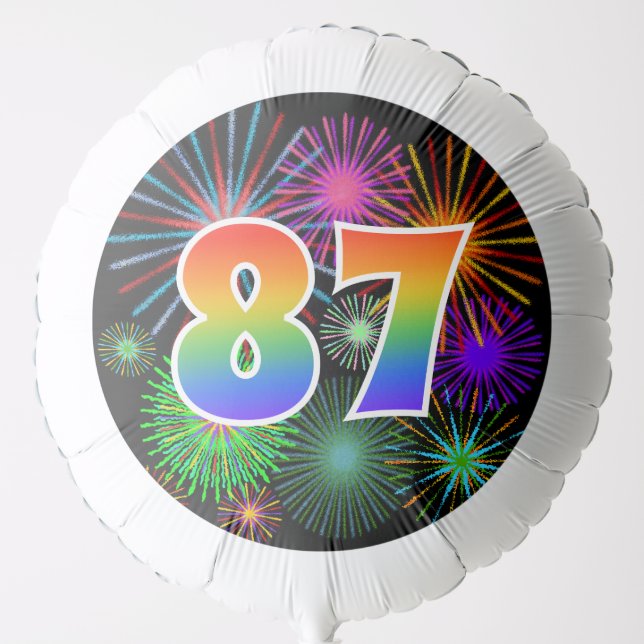 Fun Fireworks + Rainbow Pattern "87" Event # Balloon (Front)