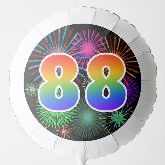 Fun Fireworks + Rainbow Pattern "88" Event # Balloon (Front)