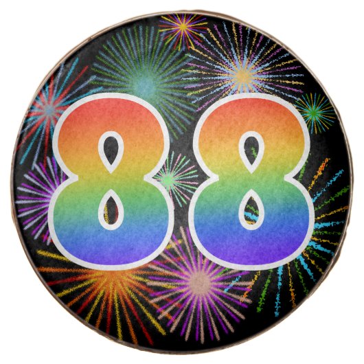 Fun Fireworks, Rainbow Pattern "88" Event # Chocolate Covered Oreo (Front)