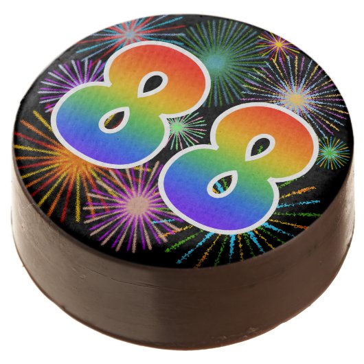 Fun Fireworks, Rainbow Pattern "88" Event # Chocolate Covered Oreo (Angled)