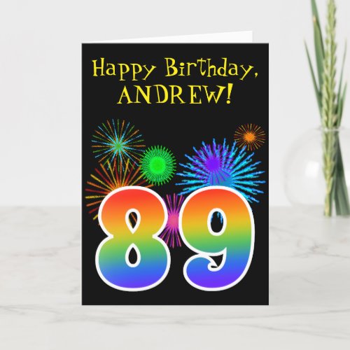 Fun Fireworks  Rainbow Pattern 89 Birthday  Card
