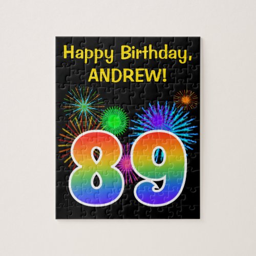 Fun Fireworks  Rainbow Pattern 89 Birthday  Jigsaw Puzzle