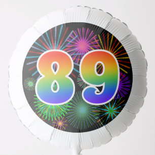 Fun Fireworks + Rainbow Pattern "89" Event # Balloon