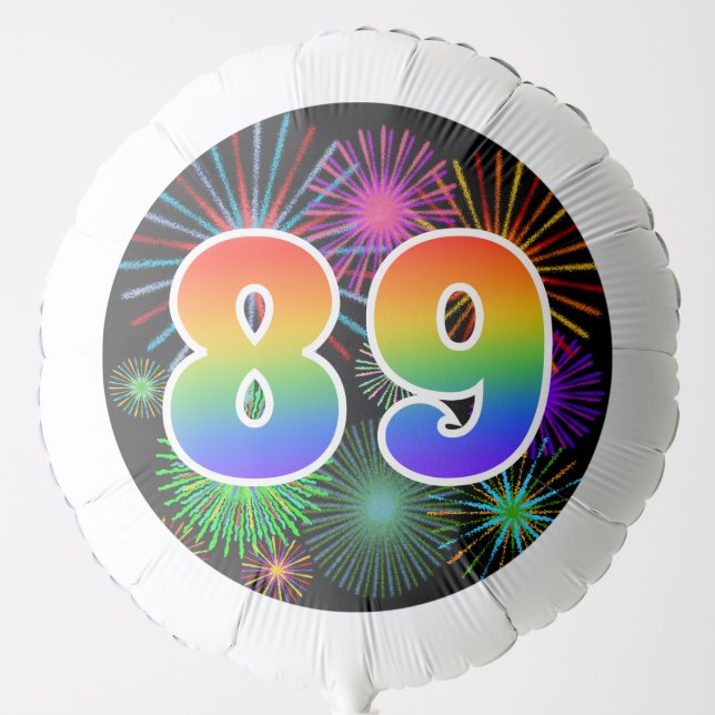 Fun Fireworks + Rainbow Pattern "89" Event # Balloon (Front)