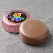 Fun Fireworks, Rainbow Pattern "8" Event # Dipped Oreo Cookie Favors (Unwrapped)