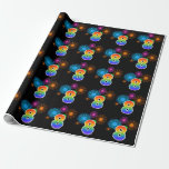 [ Thumbnail: Fun Fireworks + Rainbow Pattern "8" Event Number Wrapping Paper ]