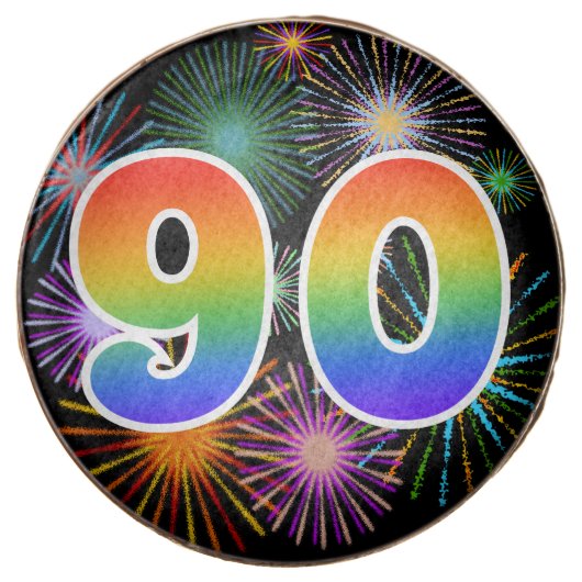 Fun Fireworks, Rainbow Pattern "90" Event # Chocolate Covered Oreo (Front)