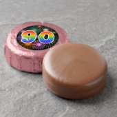 Fun Fireworks, Rainbow Pattern "90" Event # Dipped Oreo Cookie Favors (Unwrapped)